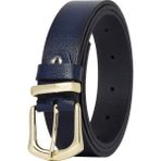 GoDeri Deri Gold Tokalı Metal Köprülü Lacivert Kadın Kemeri 3 Cm=2li-3cm-Kd-42-Gold.tk - 95 cm