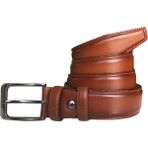 GoDeri Deri Kenarları Dikişli Taba Klasik Kumaş Pantolon Kemeri 3,5 cm - 115 cm - Desenli