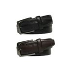 Goderi Hakiki Deri 2'Li Set Klasik Kumaş Pantolon Kemeri 3.5 Cm Siyah, Kahverengi, 2Li.31, 86, 110 Cm
