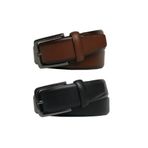 GoDeri Hakiki Deri 2'li Set Klasik Kumaş Pantolon Kemeri 3.5 Cm Siyah, Taba 2li.27-29