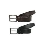 Goderi Hakiki Deri 2'Li Süper Set Siyah, Kahverengi Kumaş Kemeri 3.5 Cm, 2Li.81, 82, 130 Cm