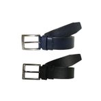 Goderi Hakiki Deri 2'Li Süper Set Siyah, Lacivert Kumaş Kemeri 3.5 Cm, 2Li.77, 79, 110 Cm
