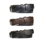 Goderi Hakiki Kaliteli Deri 3'Lü Set, Desenli Kemer; Siyah, Kahverengi, Lacivert 4 Cm=3Lü.Go-52.58.59 120 Cm