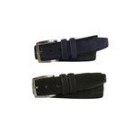 Goderi Hakiki Kaliteli Süet Deri 2'Li Set Klasik Kumaş Pantolon Kemeri Siyah Lacivert 3, 5 Cm, 105 Cm