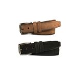 Goderi Hakiki Kaliteli Süet Deri 2'Li Set Klasik Kumaş Pantolon Kemeri; Siyah, Vizon 3, 5 Cm, 135 Cm