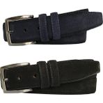 Goderi Süet Deri 2'li Set Klasik Kumaş Pantolon Kemeri; Siyah, Lacivert 3,5 cm - Siyah - Lacivert - 110 cm