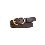 Goderi%100 Hakiki Deri Gold C? Tokalı Koyu Kahverengi Ince Kadın Kemeri, 3Cm, 3Cm, Kdn, 37, 95 Cm