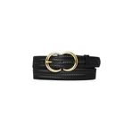 Goderi%100 Hakiki Deri Gold Cc Tokalı Örgü Desenli Siyah Ince Kadın Kemeri, 3Cm=3Cm-Kdn-37 125 Cm