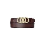 Goderi%100 Hakiki Deri, Gold Örgü Tokalı 3 Cm Koyu Kahverengi Kadın Kemeri; Elbise, Pantolon Kemeri=Kdn-45 120 Cm