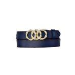 Goderi%100 Hakiki Deri, Gold Örgü Tokalı 3 Cm Lacivert Kadın Kemeri; Elbise, Pantolon Kemeri=3Cm-Kdn-45 90 Cm