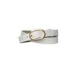 Goderi%100 Hakiki Deri Gold Oval Tokalı Süt Beyaz Ince Kadın Kemeri, 3 Cm, 3Cm, Kdn, 36, 90 Cm