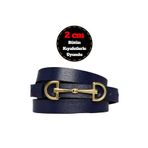 Goderi%100 Hakiki Deri, Gold Renk Tokalı Ince 2 Cm Lacivert Kadın Kemeri; Elbise, Pantolon Kemerid&D 90 cm