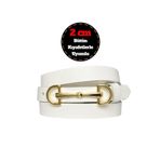 Goderi%100 Hakiki Deri, Gold Renk Tokalı Ince 2 Cm Süt Beyaz Kadın Kemeri; Elbise, Pantolon Kemerid&D 100 cm