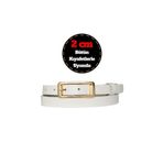 Goderi%100 Hakiki Deri, Gold Renk Tokalı Ince 2 Cm Süt Beyaz Kadın Kemeri; Elbise, Pantolon Kemeri_Dikd 110 CM