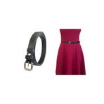 Goderi%100 Hakiki Deri Gümüş Kare Tokalı Siyah Çok Ince Kadın Kemeri, 1.8 Cm, Çokince, 01, 105 Cm