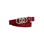 Goderi%100 Hakiki Deri, Gümüş Örgü Tokalı 3 Cm Kırmızı Kadın Kemeri; Elbise, Pantolon Kemeri=3Cm-Kdn-46 120 Cm