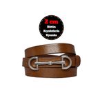 Goderi%100 Hakiki Deri, Gümüş Tokalı Ince 2 Cm Açık Kahverengi Kadın Kemeri; Elbise, Pantolon Kemerid&D 90 cm
