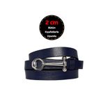 Goderi%100 Hakiki Deri, Gümüş Tokalı Ince 2 Cm Lacivert Kadın Kemeri; Elbise Kemeri, Pantolon Kemeri_Anht 125 CM