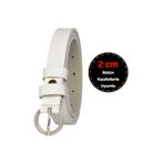 Goderi%100 Hakiki Deri, Gümüş Tokalı Ince 2 Cm Süt Beyaz Kadın Kemeri; Elbise Kemeri, Pantolon Kemeri_Klt 100 cm