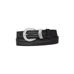 Goderi%100 Hakiki Deri Gümüş Tokalı Örgü Desenli Siyah Ince Kadın Kemeri, 3Cm=3Cm-Kdn-26 105 Cm
