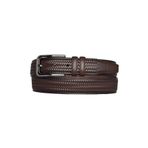 Goderi%100 Hakiki Deri, Koyu Kahverengi Dikişli Klasik, Kumaş Pantolon Kemeri 3.5 Cm_Dikisli.Örgülü, 105 Cm