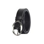 Goderi%100 Hakiki Deri Mat Gümüş Oval Tokalı Siyah Ince Kadın Kemeri, 3 Cm, 3Cm, Kdn, 39, Nik.Ov, 120 Cm