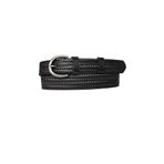 Goderi%100 Hakiki Deri Nikel Tokalı Örgü Desenli Siyah Ince Kadın Kemeri, 3Cm=3Cm-Kdn-03 125 CM