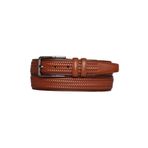 Goderi%100 Hakiki Deri, Örgü Baskı Kahverengi Dikişli Klasik, Kumaş Pantolon Kemeri 3.5 Cm_Dikisli.Örgülü, 110 Cm