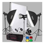 Godox SK400 3'lü Paraflaş Set + Seyyar Fon Perde 3x6 Metre
