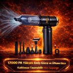 Goes 17000 Pa Kablosuz Mini El Süpürgesi Üfleme & Emiş Özellikli Çok Başlıklı Taşınabilir Temizlik Cihazı - 17000 PA Güç - Siyah-Altın Sarı