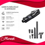 Goes 22000 Pa Kablosuz El Süpürgesi Çekme Üfleme LED Işıklı Şarjlı Mini Araç ve Ev Süpürgesi . - Silver