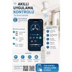 Goes Büyük Boy Tavan Vantilatörü LED Avize 132CM 65 Watt 6 Kademeli Kumandalı ve Telefon Uygulaması Kontrollü Gva-64 - Beyaz - Meşe
