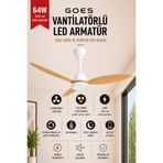 Goes Büyük Boy Tavan Vantilatörü LED Avize 132CM 65 Watt 6 Kademeli Kumandalı ve Telefon Uygulaması Kontrollü Gva-64