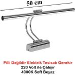 Goes Flüt LED Aplik 50 cm 4000K Soft Beyaz | Modern Duvar Aydınlatma | Enerji Tasarruflu Banyo, Tablo ve Çalışma Masası Lambas - Krom