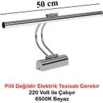 Goes Flüt LED Aplik 50 cm 6500K Beyaz Işık | Modern Duvar Aydınlatma | Enerji Tasarruflu Banyo, Tablo ve Çalışma Masası Lambası - Krom