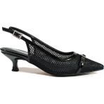 Goese Siyah File-Rugan Kadın Sivri Burun Topuklu Ayakkabı