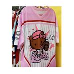 Gofeel Pembe Kitty Beyzbol Baskı Detail Jersey Kısa Kol Forma