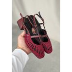 GOFFSHOES Kadın Cerny Kısa Topuklu Örgülü Ayakkabı - Bordo