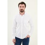 Gofreli Beyaz Slim Fit Pamuk Erkek Gömlek
