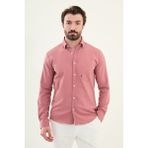 Gofreli Pembe Slim Fit Pamuk Erkek Gömlek - 2XL