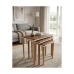 Gofrette Gofret Serisi 3'lü Ceviz Çift Katlı Oval Zigon Sehpa Takımı MDF