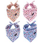 Gofshy Köpek Bandana Küçük - 4 Parça Köpek Bandanası Turuncu Pembe Mavi Çiçek Baskılı Köpek Önlüğü Mendil Eşarp Aksesuarları Küçük XS Köpekler Kediler Evcil Hayvanlar için Doğum Günü Hediyeleri (S)