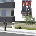 Göğe Bakan Sivil Atatürk -Ay Yıldız-Kutlama- Okul- Anı- Poster Cephe Bayrağı - Bayrak -1,5x2,25Metre