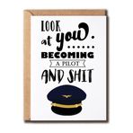 GoGiDesigns Pilot Mezuniyet Komik Kart - Pilot Ve Kartı Oluyorsun - Pilot Şapka Kartı - Pilot Yolculuk Tebrik Kartı