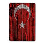 Gogo Accessories Apple iPad 2 3 4 A1219 A1395 A1416 A1460 Türk Bayrağı Ahşap Baskılı Silikon Kılıf