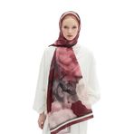 Gogoey Lotus Gül Desenli Soft Pamuk Şal, Bordo, 75x185 cm, Kadın