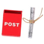 Gogogmee 1 Takım Mini Posta Kutusu Gazete Dollhouse Aksesuarları Masaüstü Dekoratif Süsler (posta Kutusu + Bir Rulo Gazete) 2 Adet Küçük Gazete Minyatür Posta Kutusu Ahşap Kağıt Bebek