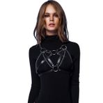 Göğsü Açık Deri Fantazi Harness Zincirli Sütyen 1184
