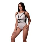 Göğsü Açık Siyah Deri Fantazi Harness Büstiyer 1090