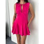 Göğüs Bağlamalı Kolsuz Mini Boy Elbise - Pembe